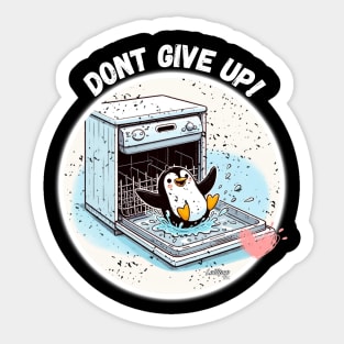 Sweet Animals: The Pinguin Never Give Up! - Cute Pinguin - A Funny Silly Retro Vintage Style Sticker